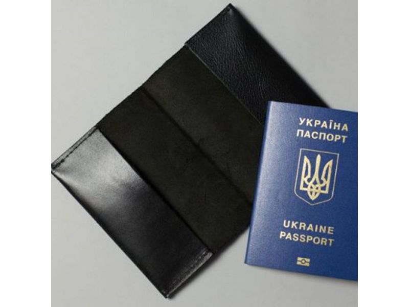 Кожаная паспортная обложка черная, фото 2