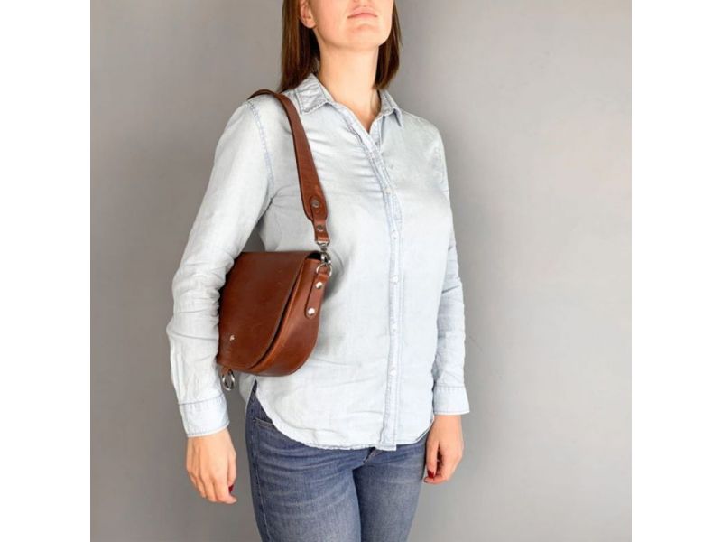 Женская кожаная сумка Ruby L светло-коричневая винтажная, фото 6