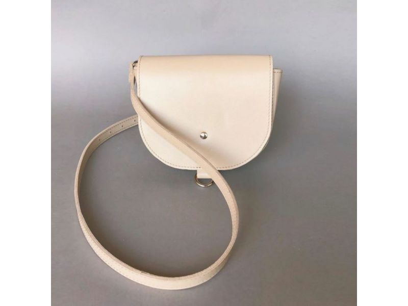 Женская кожаная сумка Ruby S бежевая, фото 4