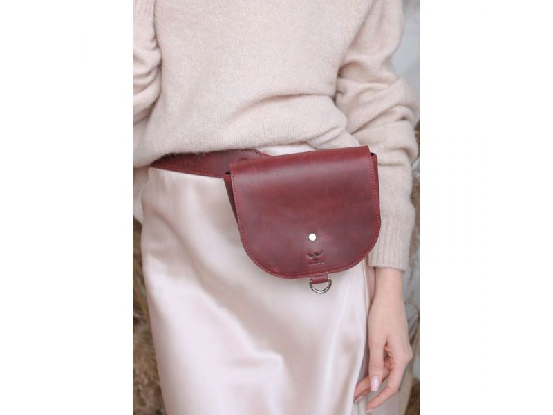 Женская кожаная сумка Ruby S бордовая винтажная, фото 1