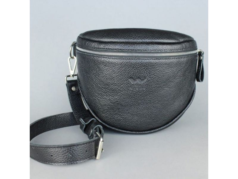 Кожаная сумка поясная-кроссбоди Vacation черная флотар, фото 2