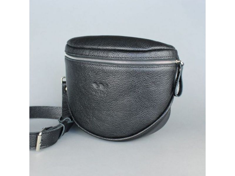 Кожаная сумка поясная-кроссбоди Vacation черная флотар, фото 3