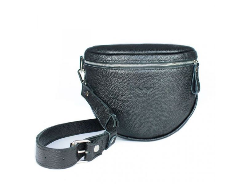 Кожаная сумка поясная-кроссбоди Vacation черная флотар, фото 7