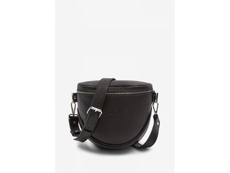 Кожаная сумка поясная-кроссбоди Vacation черная, фото 1