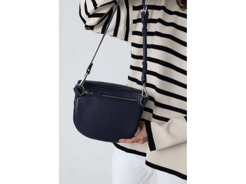 Кожаная сумка поясная-кроссбоди Vacation темно-синяя флотар, фото 7