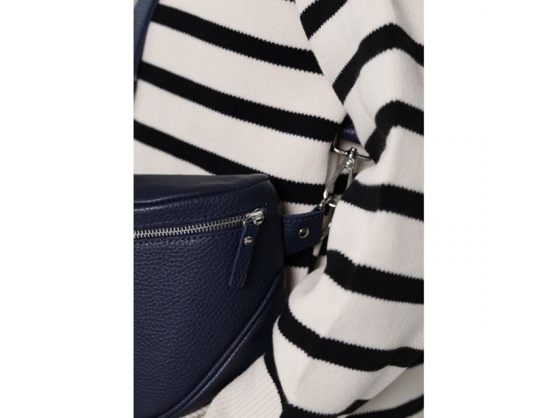 Кожаная сумка поясная-кроссбоди Vacation темно-синяя флотар, фото 8