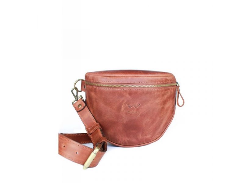 Кожаная сумка поясная-кроссбоди Vacation светло-коричневая винтажная, фото 1