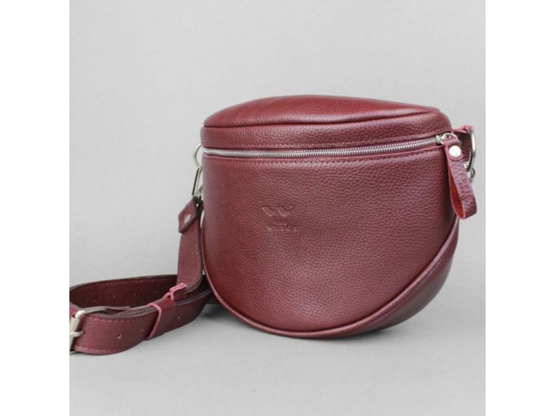 Кожаная сумка поясная-кроссбоди Vacation бордовая флотар, фото 3