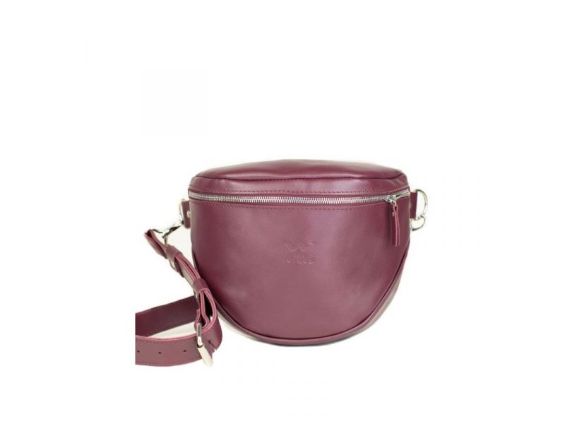 Кожаная сумка поясная-кроссбоди Vacation бордовая, фото 1