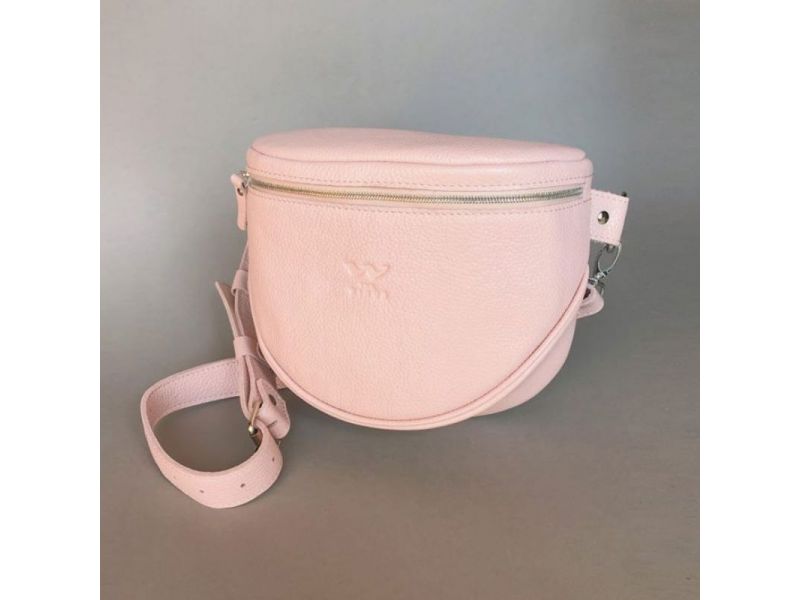 Кожаная сумка поясная-кроссбоди Vacation пудровая флотар, фото 2