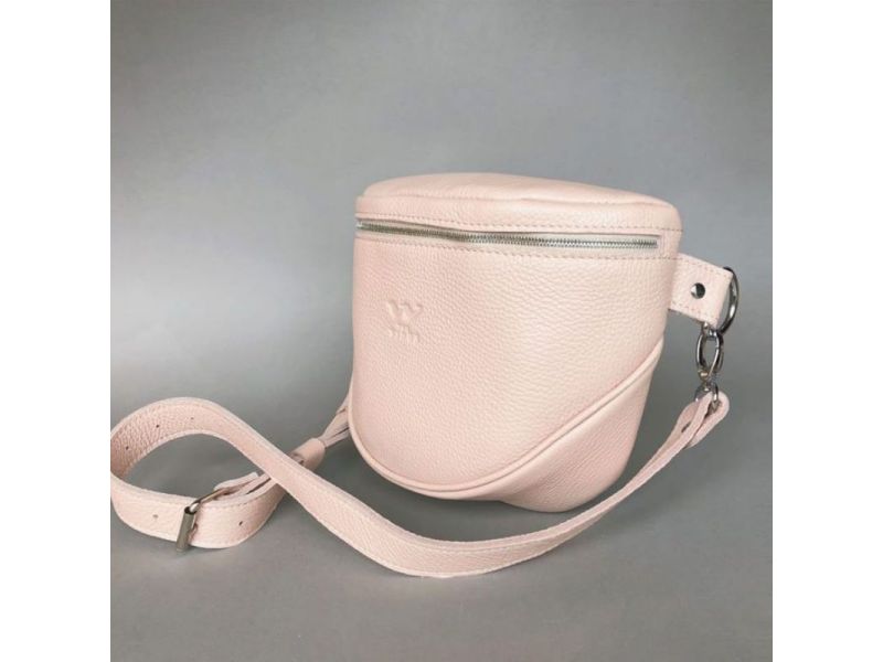 Кожаная сумка поясная-кроссбоди Vacation пудровая флотар, фото 3
