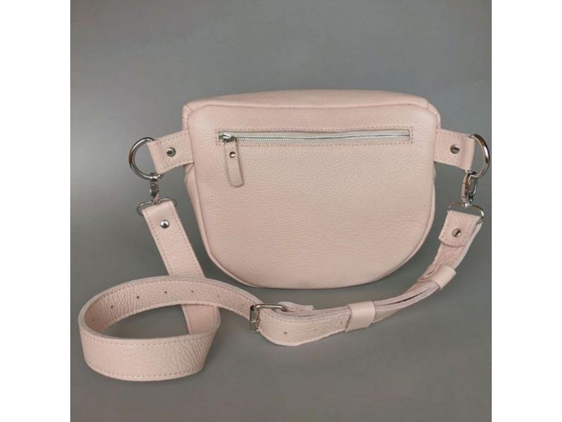 Кожаная сумка поясная-кроссбоди Vacation пудровая флотар, фото 4