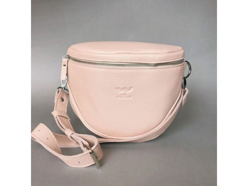 Кожаная сумка поясная-кроссбоди Vacation пудровая флотар, фото 5