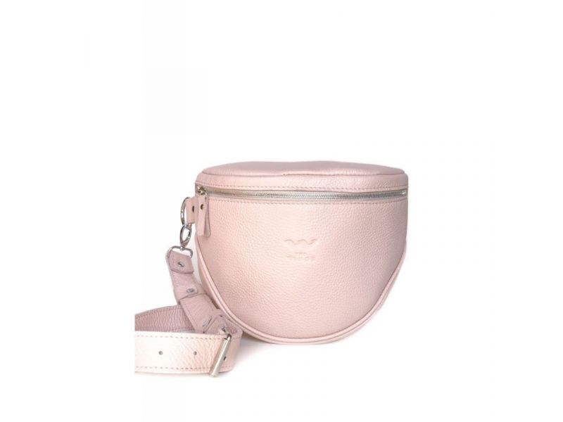 Кожаная сумка поясная-кроссбоди Vacation пудровая флотар, фото 1