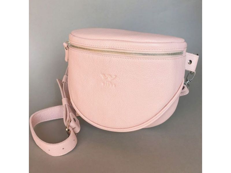 Кожаная сумка поясная-кроссбоди Vacation розовая флотар, фото 2