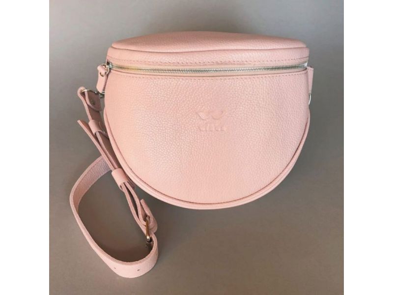 Кожаная сумка поясная-кроссбоди Vacation розовая флотар, фото 3