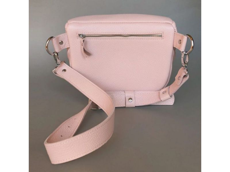Кожаная сумка поясная-кроссбоди Vacation розовая флотар, фото 4