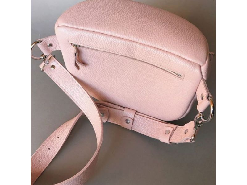 Кожаная сумка поясная-кроссбоди Vacation розовая флотар, фото 5