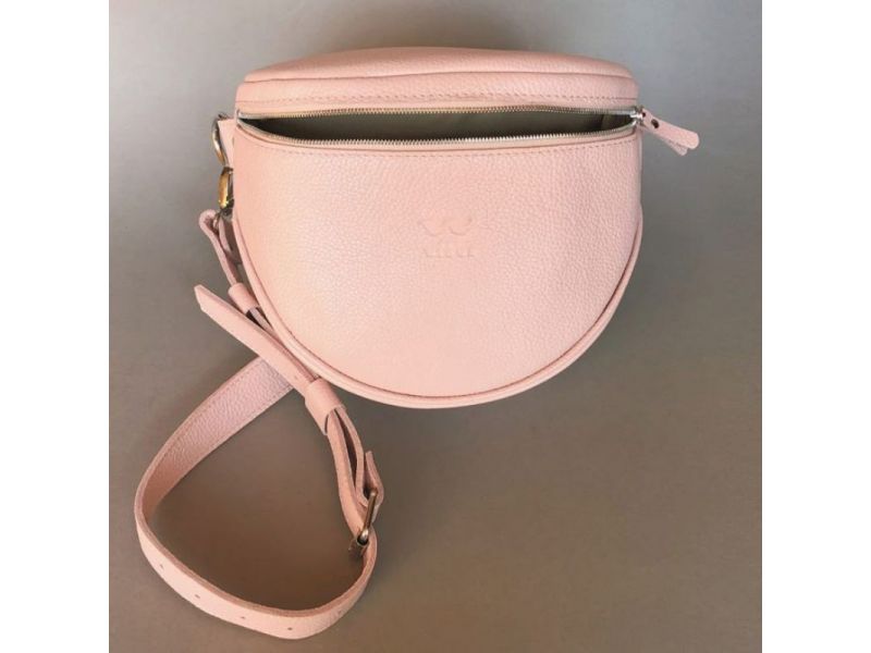 Кожаная сумка поясная-кроссбоди Vacation розовая флотар, фото 6