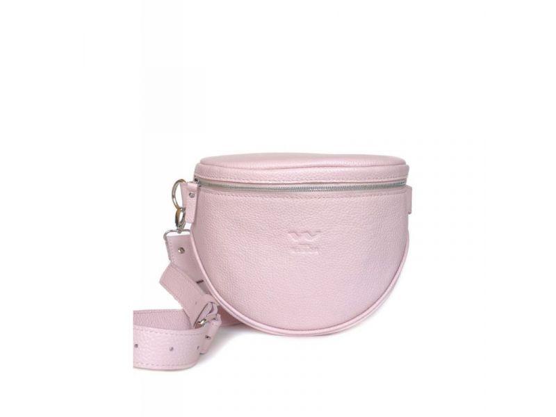 Кожаная сумка поясная-кроссбоди Vacation розовая флотар, фото 1