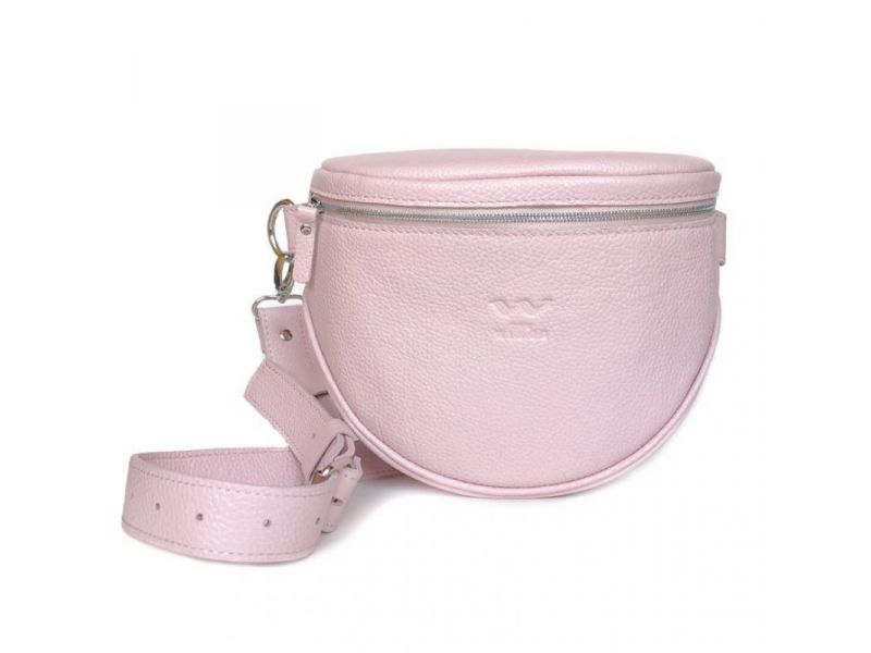 Кожаная сумка поясная-кроссбоди Vacation розовая флотар, фото 7