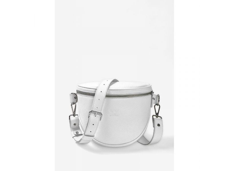 Кожаная сумка поясная-кроссбоди Vacation белая флотар, фото 2