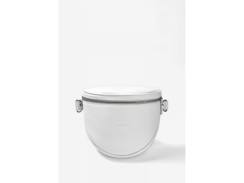 Кожаная сумка поясная-кроссбоди Vacation белая флотар, фото 3