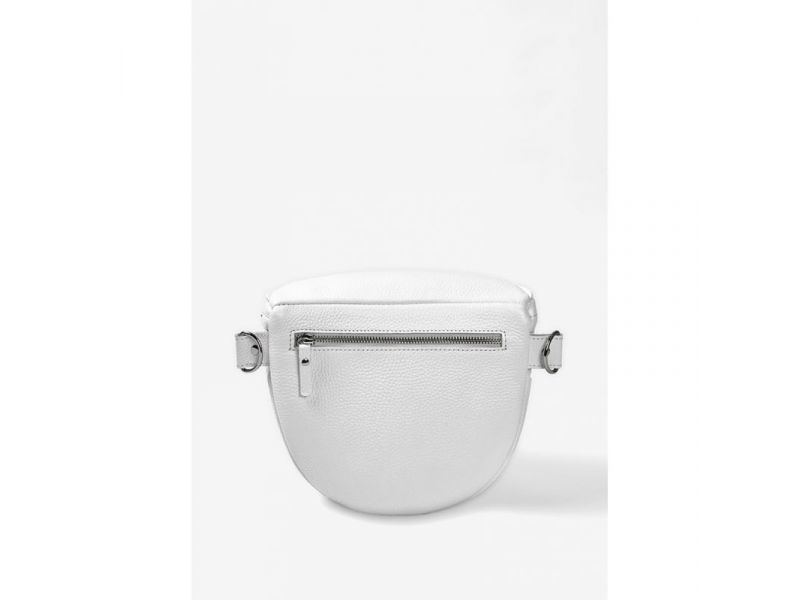 Кожаная сумка поясная-кроссбоди Vacation белая флотар, фото 5