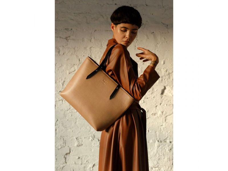 Кожаный шоппер Walker Mini карамель флотар, фото 1