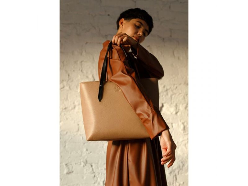 Кожаный шоппер Walker Mini карамель флотар, фото 2