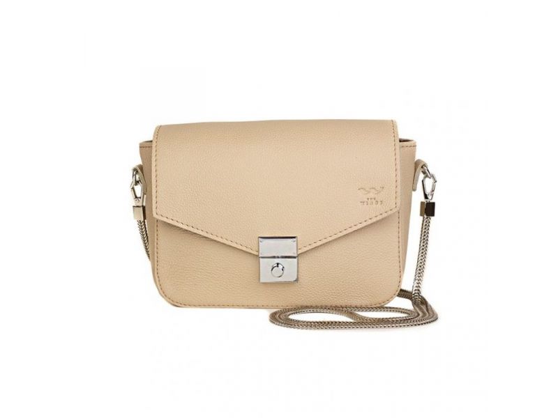Женская кожаная сумочка Yoko бежевая флотар, фото 2