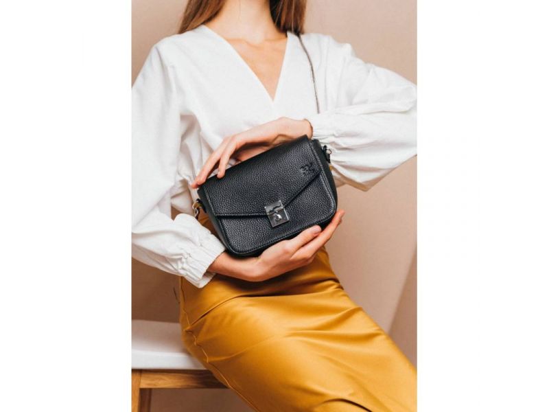 Женская кожаная сумочка Yoko черная флотар, фото 1