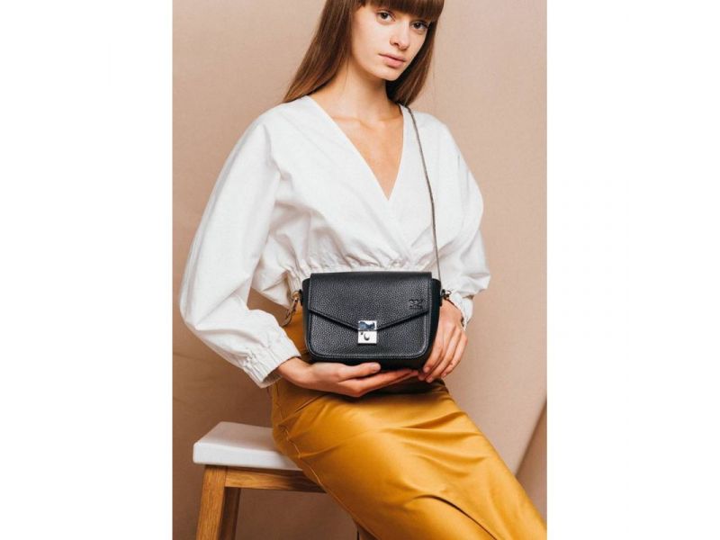 Женская кожаная сумочка Yoko черная флотар, фото 2