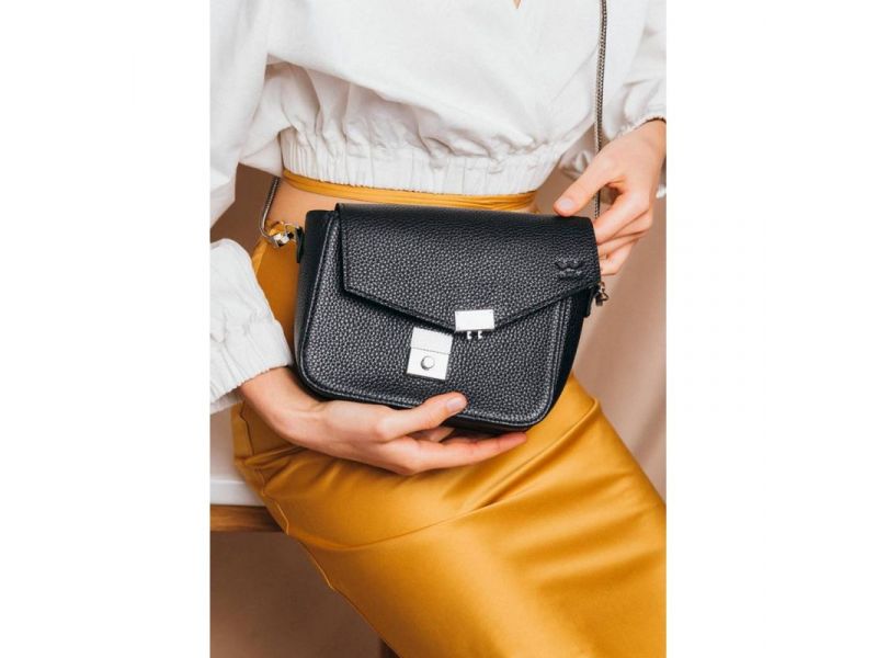 Женская кожаная сумочка Yoko черная флотар, фото 4