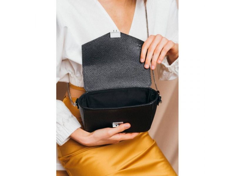 Женская кожаная сумочка Yoko черная флотар, фото 5