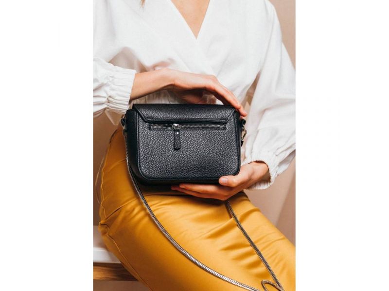 Женская кожаная сумочка Yoko черная флотар, фото 6