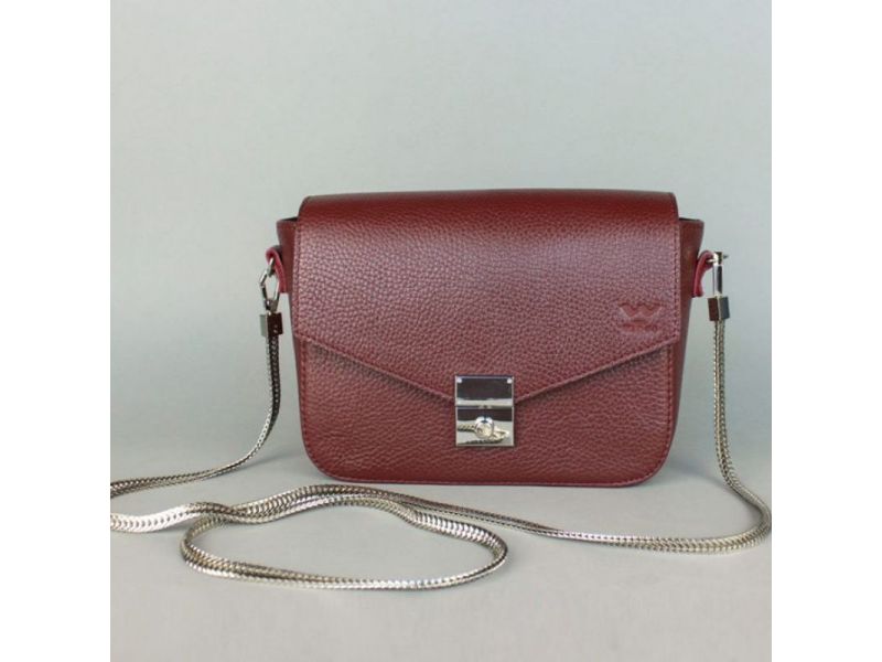 Женская кожаная сумочка Yoko бордовая флотар, фото 2