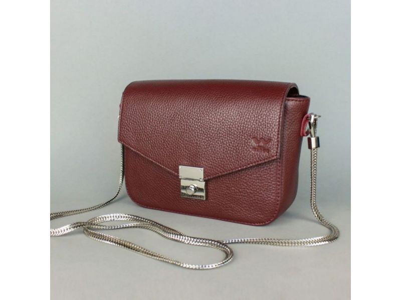 Женская кожаная сумочка Yoko бордовая флотар, фото 3