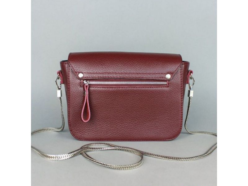 Женская кожаная сумочка Yoko бордовая флотар, фото 4