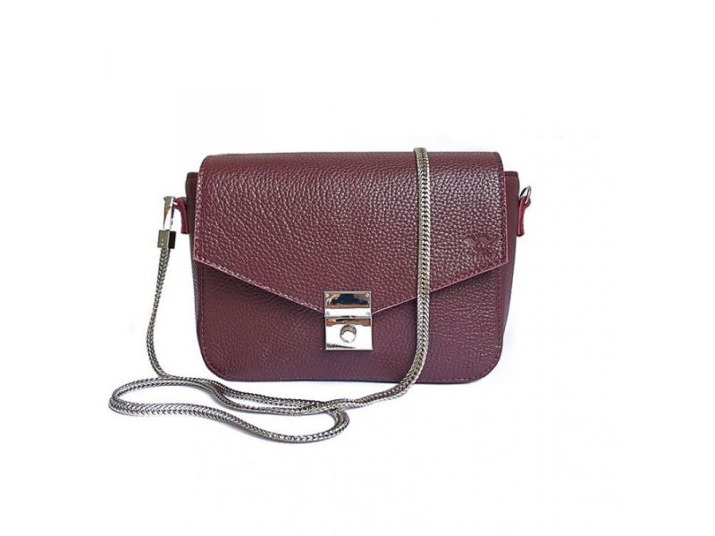 Женская кожаная сумочка Yoko бордовая флотар, фото 5