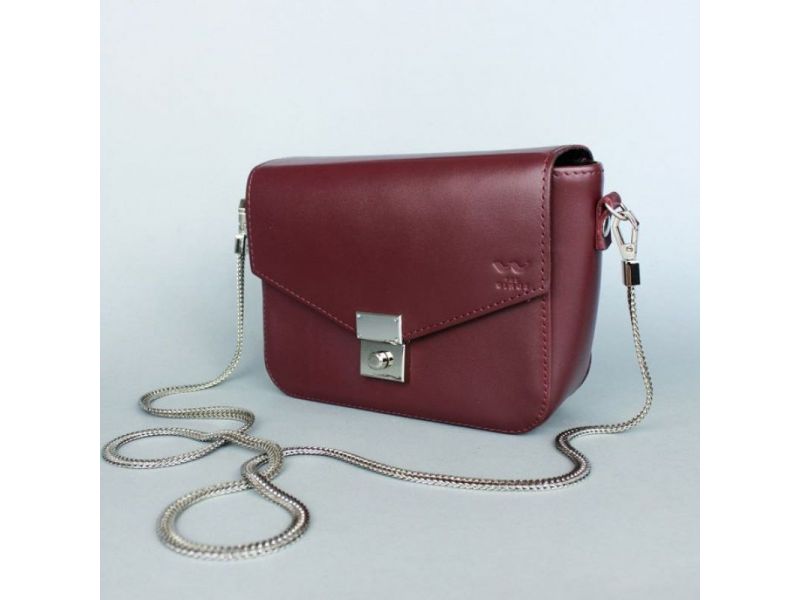Женская кожаная сумочка Yoko бордовая, фото 4