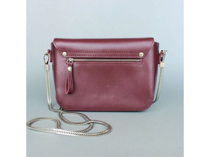Женская кожаная сумочка Yoko бордовая, фото 5