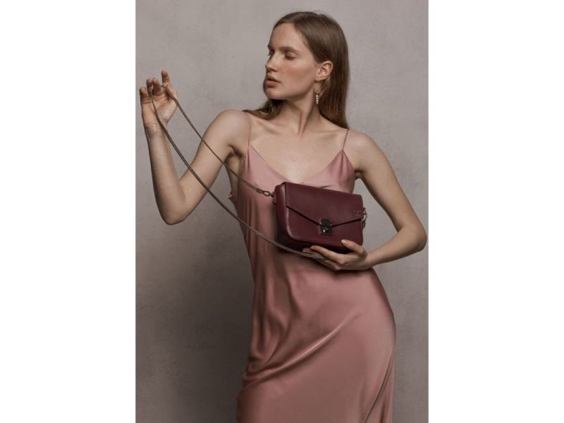 Женская кожаная сумочка Yoko бордовая, фото 2