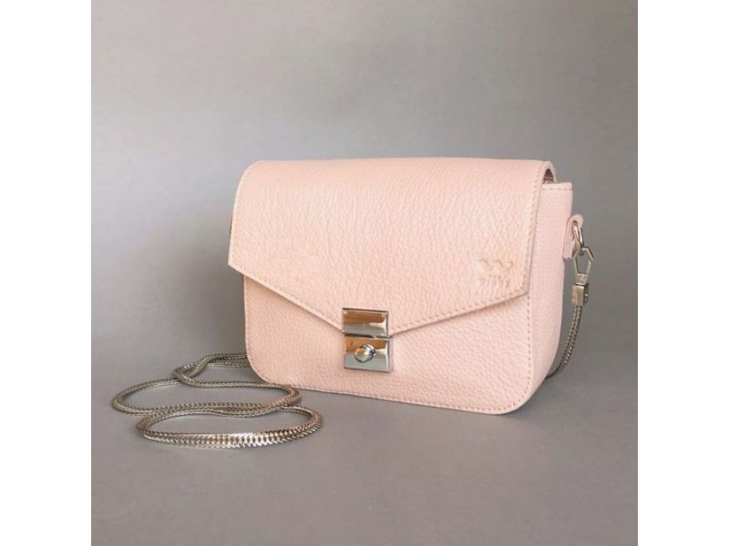 Женская кожаная сумочка Yoko пудровая, фото 3