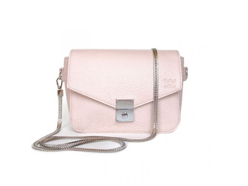 Женская кожаная сумочка Yoko пудровая, фото 5