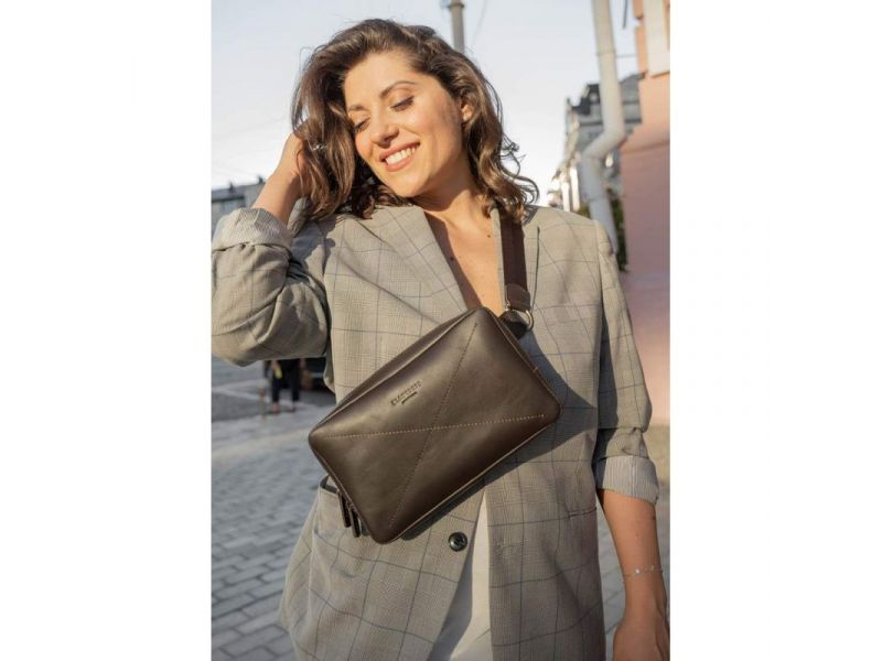 Кожаная поясная сумка Dropbag Maxi темно-коричневая, фото 1