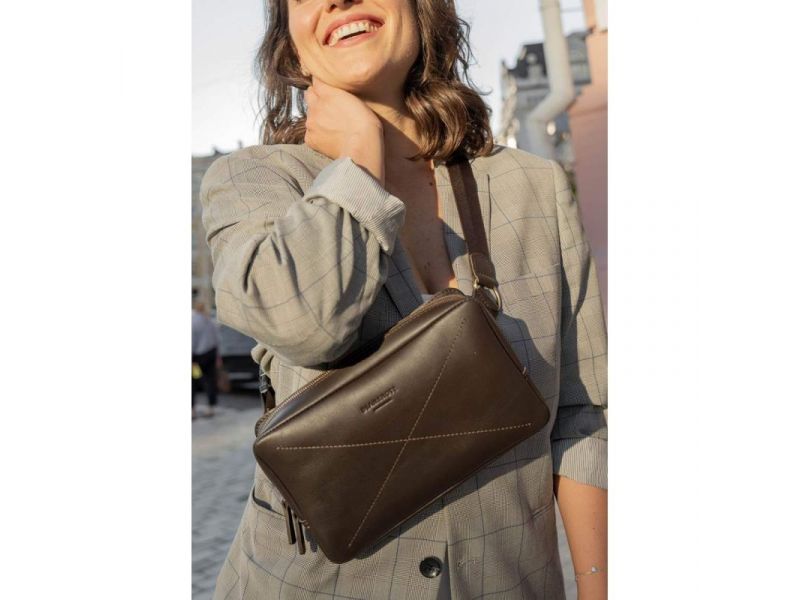 Кожаная поясная сумка Dropbag Maxi темно-коричневая, фото 7