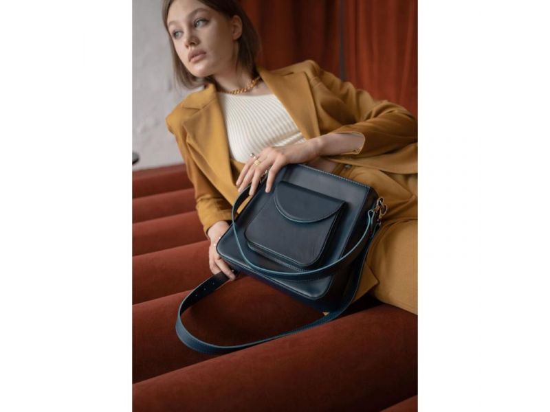 Женская кожаная сумка Stella темно-синяя, фото 1