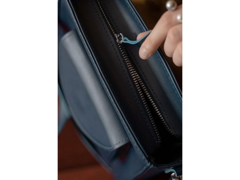 Женская кожаная сумка Stella темно-синяя, фото 5