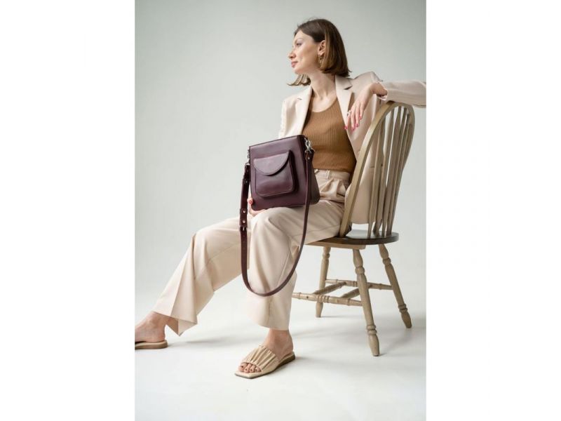 Женская кожаная сумка Stella марсала, фото 2